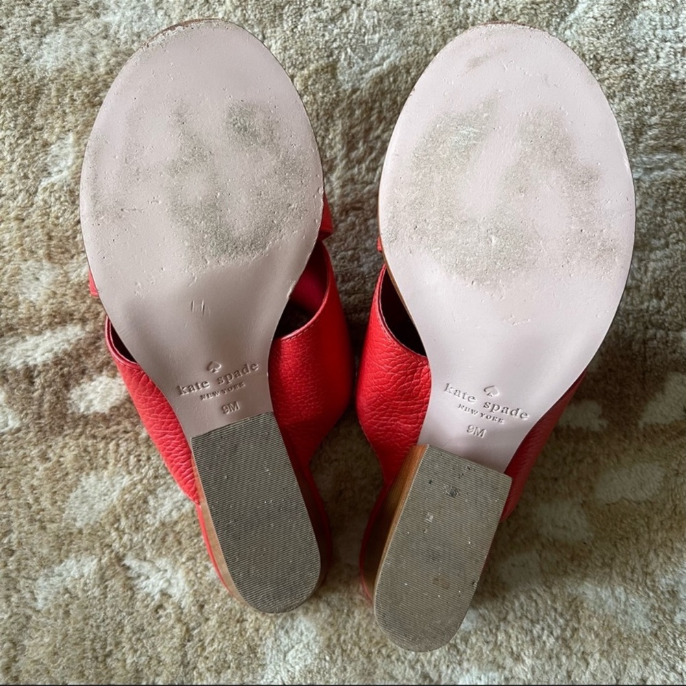 Kate Spade New York Felda Red Leather Mule Wrap Sandals Size 9m - Picture 6 of 13